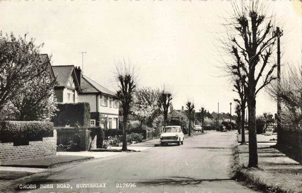 Real photo postcard of Cross Bush Road, Summerley (near Bognor Regis)
