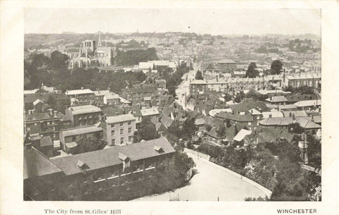 THE CITY FROM ST GILES' HILL. WINCHESTER - OLD POSTCARD (ref 3723/W1/22)