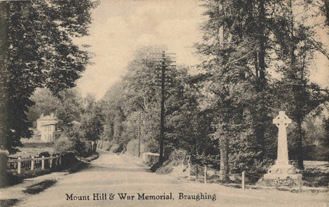 Old postcard of Mount Hill and War Memorial, Braughing, Hertfordshire