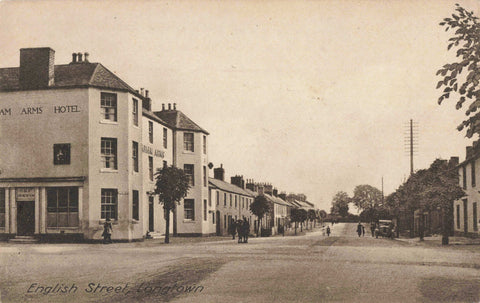 Old postcard of English Street, Longtown, Cumberland