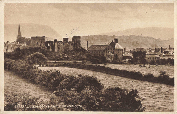 Old postcard of General View, Cockermouth Castle