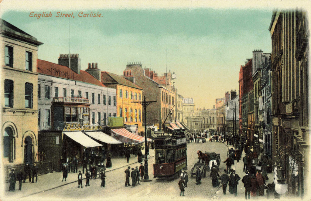 Old postcard of English Street, Carlisle