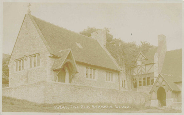 Old real photo postcard of The Old Schools, Leigh - Leigh on Sea in Essex