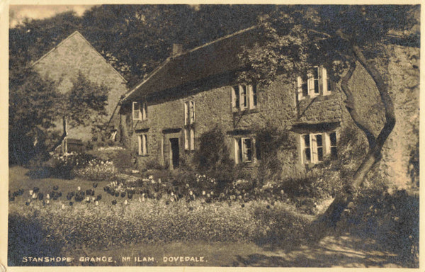 Old real photo postcard of Stanshope Grange, nr Ilam, Derbyshire