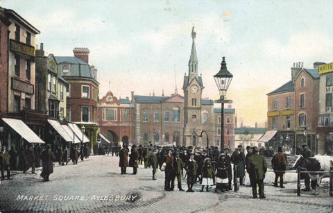 Pre 1918 postcard of Market Square, Aylesbury in Buckinghamshire
