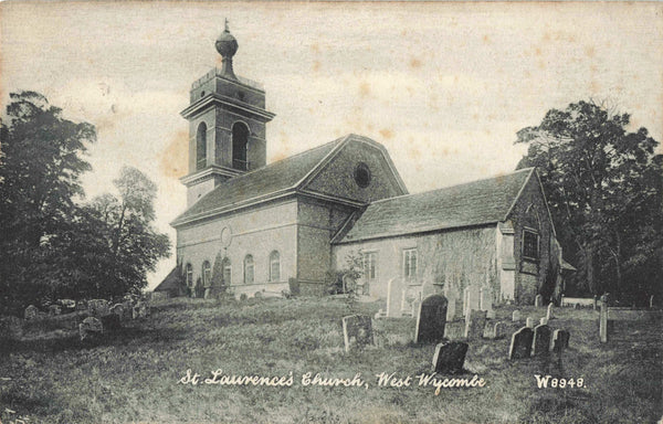 Early 1900s postcard of St Lawrence's Church, West Wycombe in Buckinghamshire