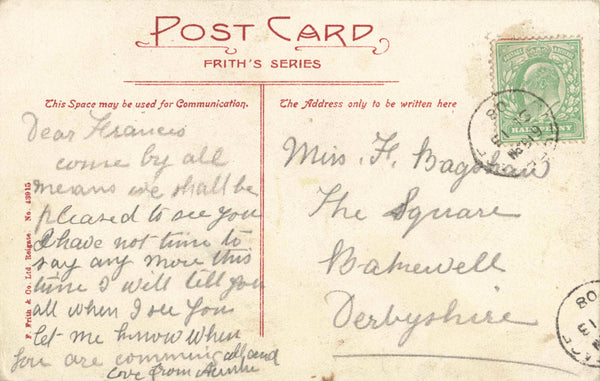 HATHERSAGE, DERBYSHIRE, 1908 POSTCARD (ref 5029/W1/22)