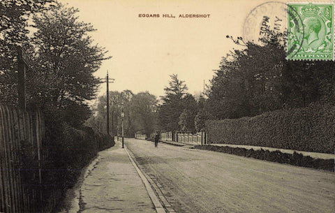 Old real photo postcard of Eggars Hill, Aldershot, posted May 1914