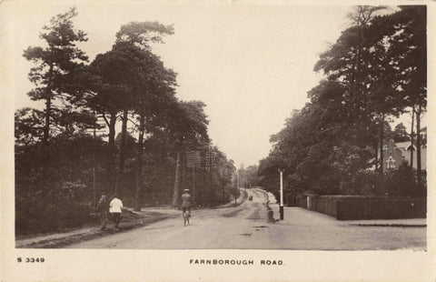 Old real photo postcard titled Farnborough Road, posted in Farnborough, Hampshire