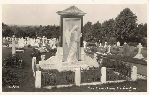 Old real photo postcard of The Cemetery, Eddington in Berkshire