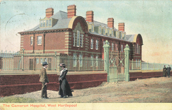 Old postcard of The Cameron Hospital, West Hartlepool