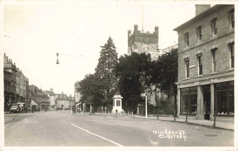 Old real photo postcard of Windsor Street, Chertsey, Surrey