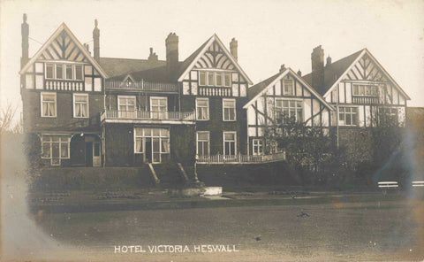 Old real photo postcard of Hotel Victoria, Heswall in Wirral