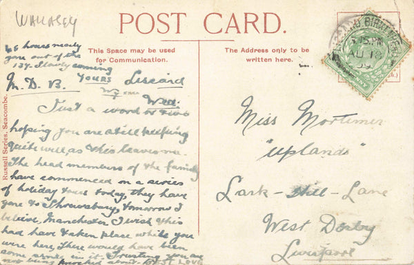 TOLL BRIDGE, POULTON, WIRRAL - 1909 POSTCARD (ref 2638/22/TH)