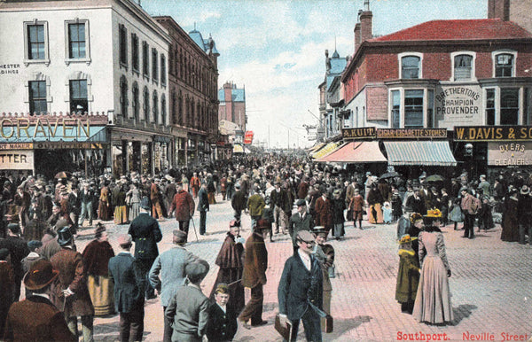 Old postcard of Neville Street, Southport