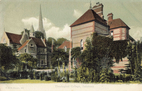 Theological College, Salisbury, early 1900s postcards showing interior and exterior