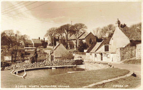 Late 1950s/early 1960s real photo postcard of Worth Matravers village in Dorset