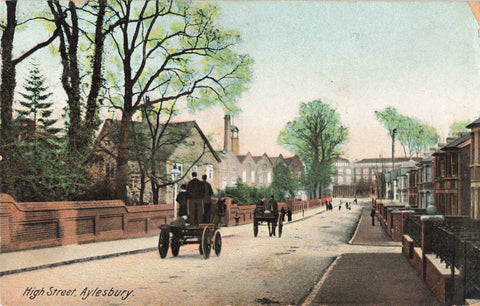 Old  postcard of High Street, Aylesbury in Buckinghamshire