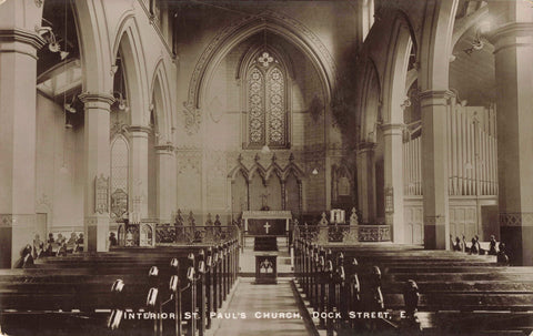 Old real photo postcard of the interior of St Paul's Church, Dock Street, London
