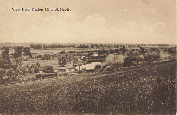 VIEW FROM PAXTON HILL, ST NEOTS 1920s POSTCARD (ref 2818/22/W4)