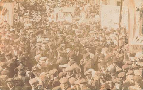 Old real photo postcard of crowds at Soham Parade on June 21 1908