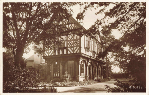 Old real photo postcard of The Grange, Leominster, Herefordshire