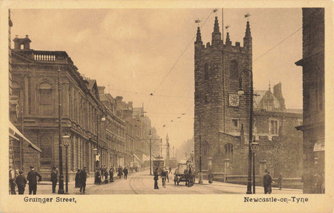Old postcard of Grainger Street, Newcastle on Tyne