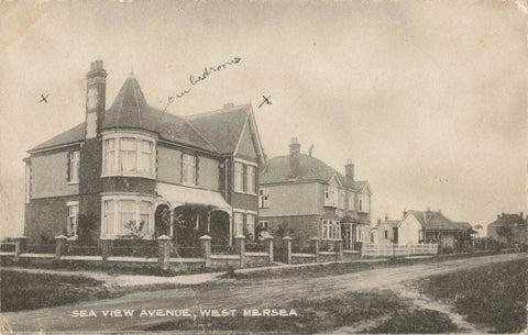 Early 1900s postcard of Sea View Avenue, West Mersea, Essex
