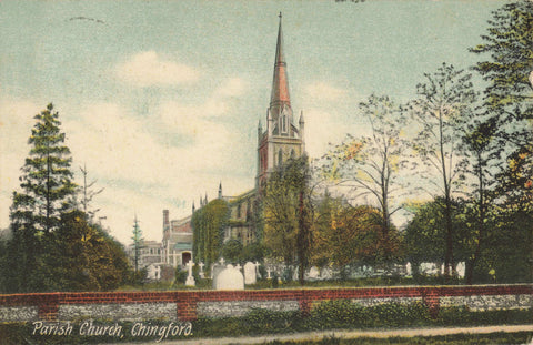 Old postcard of Chingford Parish Church, Essex