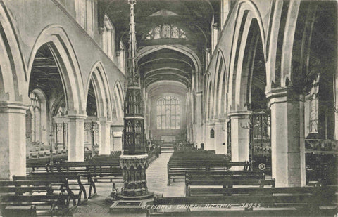 St Mary's Church, Hitchin, Hertfordshire old postcard