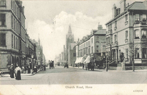 Very early 1900s postcard of Church Road, Hove in Sussex