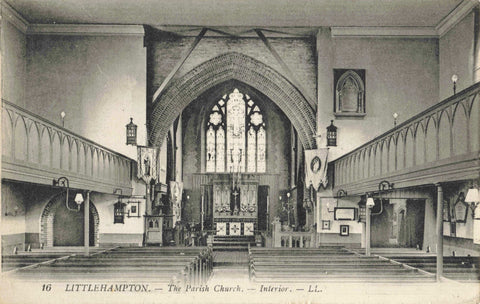 1915 postcard of Littlehampton Parish Church interior