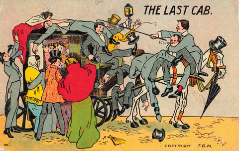 The Last Cab - 1908 old postcard