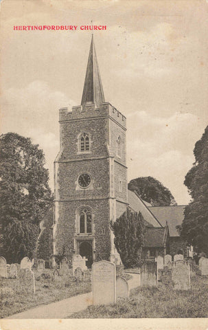 1906 postcard of Hertingfordbury Church in Hertfordshire