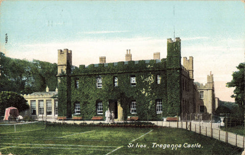 Old postcard of Tregenna Castle, St Ives in Cornwall