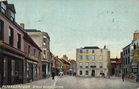 Old postcard of Broad Bridge Street, Peterborough