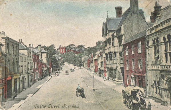 Old postcard of Castle Street, Farnham, Surrey