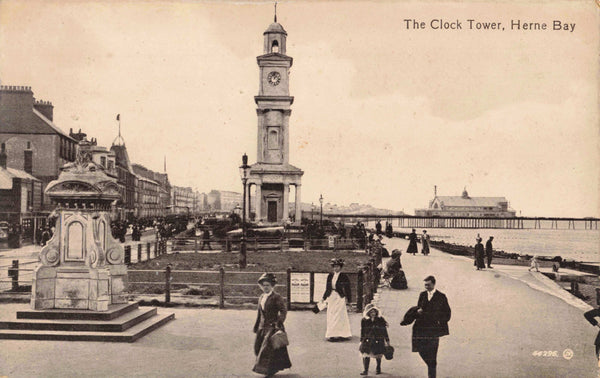 Old postcard of Clock Tower, Herne Bay in Kent