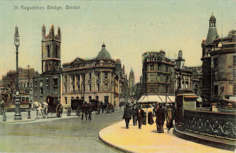 Old postcard of St Augustine's Bridge, Bristol