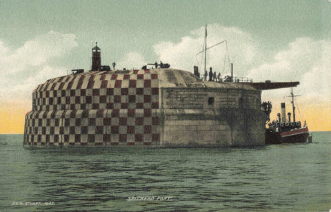 Old postcard of Spithead Fort, in the Solent, near Portsmouth, Hampshire