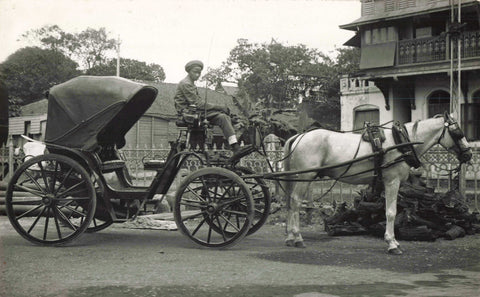Old real photo postcard of horse drawn transport, possibly India