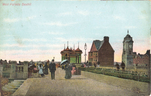 Old postcard of West Parade, Bexhill, 1905