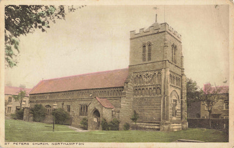 Old postcard of St Peter's Church, Northampton