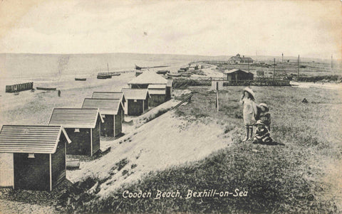 Old postcard of Cooden Beach, Bexhill-on-Sea in Sussex