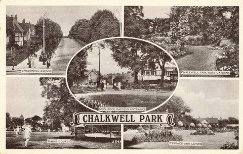 Old multiview postcard of Chalkwell Park, Southend on Sea, Essex