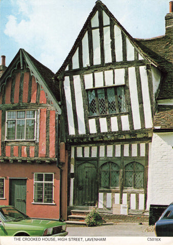  Modern size postcard of The Crooked House, High Street, Lavenham in Suffolk