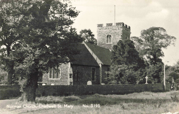 NORMAN CHURCH, CHADWELL ST MARY - OLD ESSEX REAL PHOTO POSTCARD