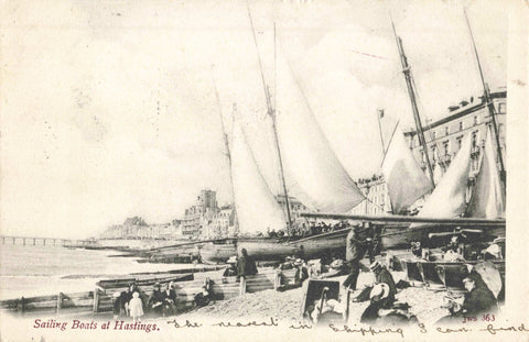 Early 1900s postcard of Sailing Boats at Hastings