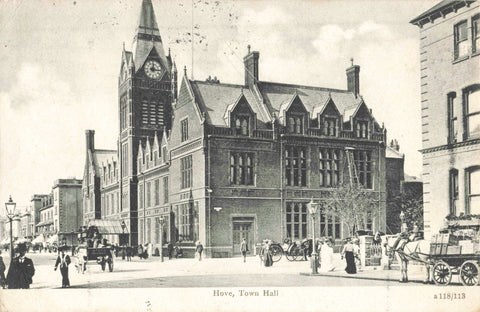 Old postcard of Hove Town Hall, Sussex - posted in 1904