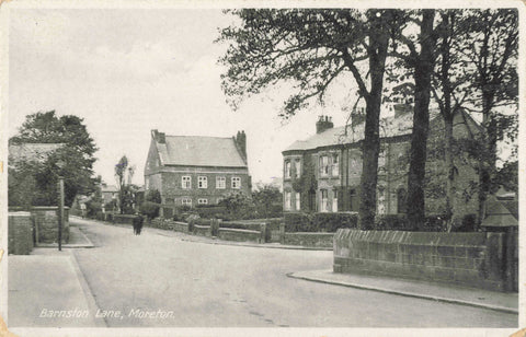Old real photo postcard of Barnston Lane, Moreton, Wirral